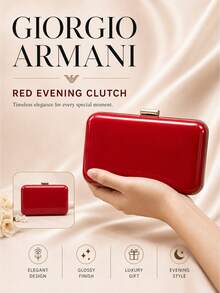 Giorgio Armani 阿瑪尼紅色晚宴手拿包,單件發售,亮面硬殼容量適中,精緻典雅,適合宴會出行送禮 - 紅色 - 查看 3