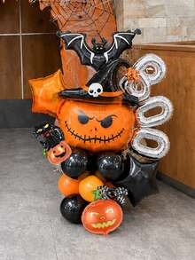 24pcs/Set Halloween Pumpkin Pillar Set, Includes Hat Pumpkin, Bat, BOO Letter Theme Designs, Suitable For Halloween Theme Birthday, Company Team Building, Market Photo Shoot - Multicolor - View 3