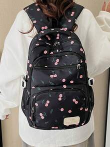 Versatile Fashion Women's Cherry Dual-Back Combination Bag Student Backpack - Black - View 3