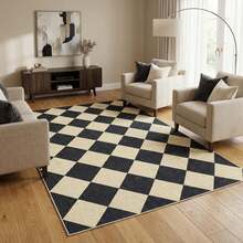 Tappeto runner morbido a rombi, tappeto sottile lavabile dai colori pastello, antiscivolo a rombi per ingresso, camera da letto, corridoio, lavanderia, bagno per gli ospiti - Caffè nero - Visualizzare 3