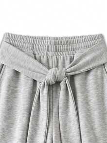 Y2K Street Style Wide Leg Drawstring Long Waistband Sweatpants, High Waist Elastic Waist Loose Long Pants, Suitable For Outdoor Sports And Home Leisure - Grey - View 6