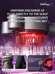 PinkSings Upgraded 4-In-1 Electric Scalp Massager Brush With Nano Mist, Blue & Red Light Therapy Hair Care, Suitable For All Hair Types Hair Oil Applicator, Electric Hair Comb - Multicolor - View 5