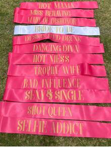Bachelorette Party Sash Set With Veil, 11pcs & 10pcs Sash Set, Suitable For Wedding Party And Team Use, Can Be Used As Bride Gift Or Wedding Decoration, Also Suitable For Bride Gift Ceremony. Suitable For Bachelorette Party, Wedding, Bride-To-Be Outfit And Accessories - Multicolor - View 8