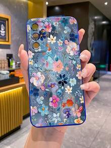 1pc Blue Printed Camera Anti-Drop Phone Case UV Printed Compatible With Samsung/Galaxy/ Android Models - Blue - View 3