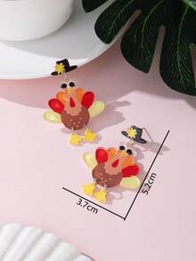 1 Pair Thanksgiving Cute Turkey Design Women's Fashion Jewelry Earrings, Perfect Gift For Holiday Party - Multicolor - View 4