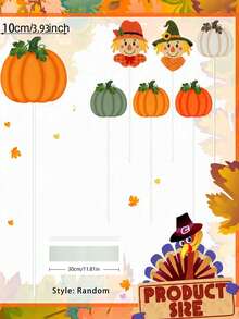 Fall Pumpkin & Scarecrow Garden Stakes, Autumn Harvest Yard Decorations, Thanksgiving Halloween Outdoor Lawn Ornaments, Decorative Plant Picks For Garden, Flower Bed, Porch & Patio - Multicolor - View 6