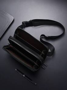 Men's Wear-Resistant Crossbody Waist Bag, Fashionable Minimalist Cashier Bag, Korean Style Solid Color Chest Bag - Multicolor - View 9