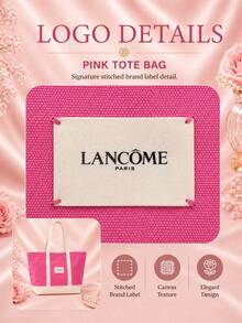 Lancôme 粉色帆布托特包，單件販售，耐用布料大容量，適合通勤、旅行與日常收納 - 粉色 - 查看 7