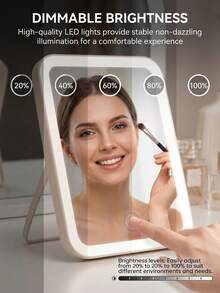LED Makeup Mirror, Lighted Desktop Vanity Mirror, 3 Lighting Modes Makeup Mirror, Desktop Mirror, USB Rechargeable Makeup Mirror, Travel Makeup Mirror, Portable Makeup Mirror For Student Dorm, Office, Countertop, Birthday Graduation Best Gift, Home Decor, Back To School Supplies, Multi-Functional Desktop Makeup Mirror, Student Dorm, Travel, Office, Bedroom Makeup Mirror, Mother's Day Best Gift For Women - Multicolor - View 6