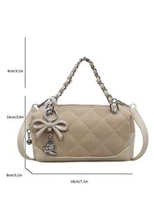 Women's New Spring Fashion Quilted Chain Handbag, Small Square Crossbody Bag, Versatile - Khaki - View 9