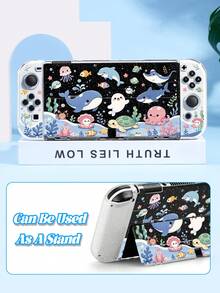 1件海洋主題可愛卡通圖案遊戲機保護殼，適用於Switch2 (2025)/Switch OLED/Switch主機，柔軟TPU材質，透明軟/硬殼，多色可選，無需拆卸，防摔防塵，Switch玩家理想禮物 - 查看 4