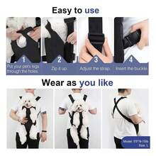 Mochila Cangurera Transportadora Perros Gatos Ajustable - Azul - Ver 4
