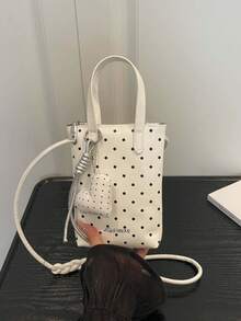 Autumn/Winter Polka Dot Print Phone Wallet, With Heart Pendant, Fashion Crossbody Bag, Cute Sweet Y2K, Suitable For Daily, School - Multicolor - View 12