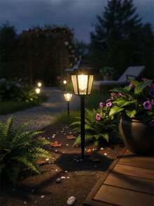 1pc Outdoor Solar Powered Hexagon Garden Light, Waterproof Outdoor LED Decorative Hanging Light, Suitable For Yard, Patio, Garden, Porch, Villa, Balcony, Holiday, Rustic Style Courtyard Landscape Decoration - Multicolor - View 5