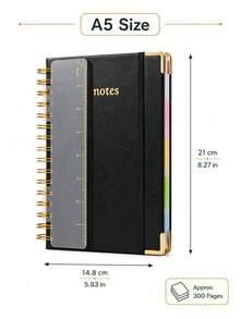 A5 Spiral Notebook (Includes Ruler) - Hard Cover, 100gsm Thick Paper, Vintage Style, Lined Pages, Pink Faux Leather Cover; Suitable For Work, Academic Planning (Elementary, Middle And University Levels), Daily Notes And Journaling. - Multicolor - View 16