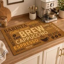 1pc Vintage Coffee English Text Pattern Diatomaceous Earth Kitchen Drain Mat, Quick-Drying Non-Slip Coffee Machine Mat And Dish Drying Pad, Suitable For Kitchen Countertop And Holiday Home Decor - Multicolor - View 2