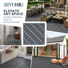 Interlocking Courtyard Deck Tiles Set | 12-Inch Weather-Resistant Plastic Outdoor Flooring | Suitable For Garden, Balcony, Poolside - Diagonal Six-stripes - View 9
