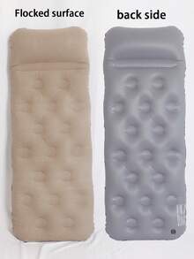 1pc Flocked PVC Inflatable Mattress, Single Size Outdoor Camping Folding Sleeping Pad, Suitable For Office Home Leisure Use - Multicolor - View 6
