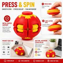 Colorful 3D Printed Press & Rotate Fidget Ball, Durable Desktop Stress Relief Rotating Toy, Pocket Sensory Toy, Suitable For Office, School, Travel - Multicolor - View 6