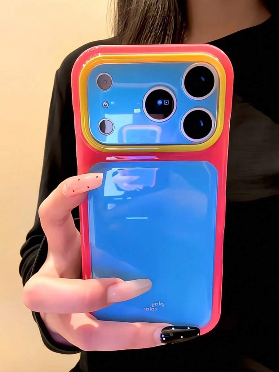 韓系高級夏季多巴胺果凍色拼色 Zuo Li 手機殼,適用 17 Pro Max、Apple 16 新機 15 Pro、Women 16 PM,極簡個性化 17 全包覆 Pro 防震 - 彩色 - 查看 1