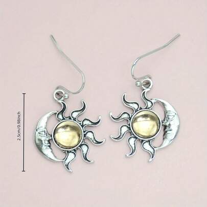 Aretes Boho de Sol y Luna para Mujer, Pendientes Colgantes Vintage, Accesorio para Fiesta, Aniversario y Cumpleaños