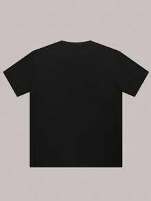 Cotton T-Shirt With Unique Teardrop Print - Casual, Breathable &Amp; Machine Washable For Summer - 黑色 - 查看 2