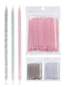 100 Peças Caneta de Resina Acrílica de Ponta Dupla para Aplicação de Strass, Ferramenta Multifuncional de Arte de Unhas para Desenho de Pontos e Flores com Empurrador de Cutícula, Acessórios de Manicure para Unhas Postiças, Design de Encantos de Unhas DIY, Uso Doméstico e de Salão de Unhas para Iniciantes - Multicolorido - Visão 7