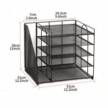 Multi-Layer File Organizer, Large Capacity Magazine, Stationery And Paper Storage Tray, Made Of Metal Mesh Material, Workspace Storage Accessory, Desktop File Holder, Suitable For Home, Office And School - Multiple Styles - View 12