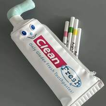 Realistic Toothpaste-Shaped Pencil Case, Funny Smiling Face Pencil Bag, Desktop Stationery Organizer, Suitable For Students Back To School, Office Workers, Ideal Gift For Halloween, Christmas For Friends And Family - Toothpaste Style - View 5