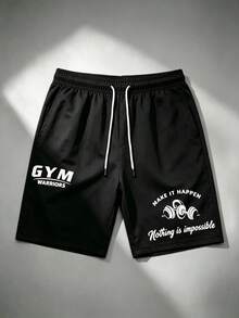 Pantalones Cortos Deportivos para Hombre con Alta Elasticidad para Movimiento Sin Restricciones, Pantalones Cortos Deportivos de Secado Rápido - Negro - Ver 1