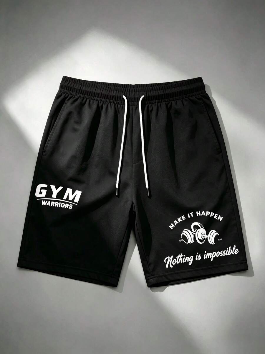Pantalones Cortos Deportivos para Hombre con Alta Elasticidad para Movimiento Sin Restricciones, Pantalones Cortos Deportivos de Secado Rápido - Negro - Ver 1
