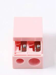 1pc Random Color Double Hole Square Makeup Pencil Sharpener, Eyebrow Pencil Sharpener, Compact Pencil Sharpener, Giveaways, Travel, Cheap Stuff, Travel Essential - Multicolor - View 3