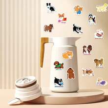 50pcs Cute Cartoon Dog Doodle Stickers, Fun Decorative Reward Stickers, Vinyl Waterproof Stickers For Water Bottles, Computers, Laptops, Phones, Luggage, Notebooks, Refrigerators - Rectangle - View 6