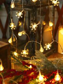 1pc 1.5/3/6M Christmas Interior Decoration Crystal Bubble Ball, Snowflake Light String, Battery Powered (Excluding Battery), Christmas Decoration Light String, Wedding Festival Party Decoration Night Light, Indoor, Bedroom, Christmas Decor Lights - Yellow - View 7