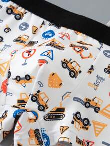 4pcs/Pack Young Boy Cartoon Car Print Boxer Briefs - Multicolor - View 6
