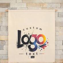 1件客製化Logo垂直商業招牌，可客製Logo/文字的懸掛布製橫幅，市集展示、快閃店品牌宣傳、攤位展覽用 - 彩色 - 查看 6