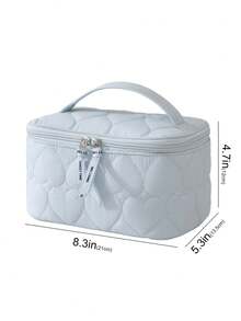 Large-Capacity Cosmetic Bag,Multi-Compartment,Lightweight Quilted Makeup Bag Organized For Toiletries,Cosmetics,Makeup Brushes,Skincare,Medication,Etc,Bow Embroidery Sweet Style Multifunctional Storage Bag For Gift,For Home,Travel,Vacation,School Use - Multicolor - View 16