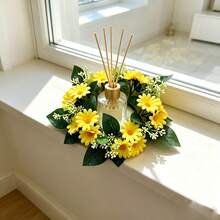 Coroa Decorativa de Castiçal com Margaridas Amarelas - 1 peça - Visão 5
