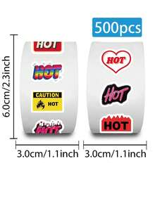 500Pcs Roll Pop Art HOT Carnival Roll Stickers, Colorful Music Festival Self Adhesive For Planner Journal Stationery Water Bottle Laptop Gift Box Luggage Stationery Labels Aesthetic Decor Birthday Gift For Music Lovers Office Workers - 1 Set - View 3