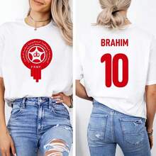 Brahim # 10 Camisetas con Diseño Gráfico Inspirado en la Selección de Marruecos, Homenaje al Jugador Estrella en Ambos Lados para Aficionados, Regalo Unisex para Torneos Mundiales de Fútbol - Blanco - Ver 1
