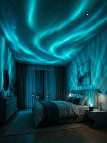 Aurora Galaxy Projector Light, 7-Color RGB Starry Night Light, USB 5V/1A Powered, Touch Control, Sound-Activated Rhythm Light, Create Dreamy Bedroom Atmosphere And Game Room Decor - Multicolor - View 7