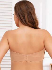 MELENECA Women's Strapless Bra For Large Bust Minimizer Unlined Bandeau With Underwire - Maroon - View 3