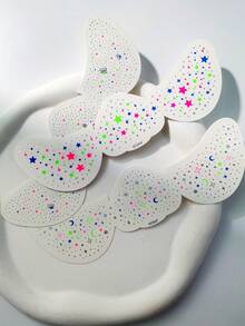 3pcs Y2K Neon Freckle Tattoo Sticker Set, Colorful Star, Moon & Heart Pattern Face Stickers, Waterproof Neon Freckle Stickers For Music Festivals, EDM Parties & Party Makeup - Multicolor - View 8