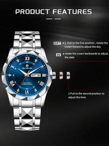 LIGE Fashion Casual Luxury Men's Watch, Waterproof Luminous Quartz Watch With Calendar Dial Wristwatch - Silver - View 8