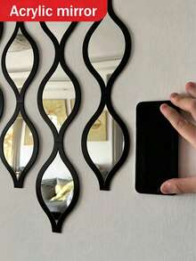 2D 12/20pcs Gold Teardrop Shaped Bathroom Mirror Set | Artistic Decorative Mirror For Bathroom, Living Room, Entryway Wall | Home Decor, Gift - Black 2pcs - View 5