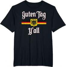 Oktoberfest German Flag Prost Guten Tag Y'all T-Shirt - 黑色 - 查看 1
