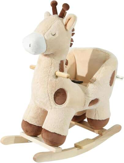 BAMBINETO Mecedora de Peluche/Montable para Bebés y Niños de 0 a 4 años (Jirafa)