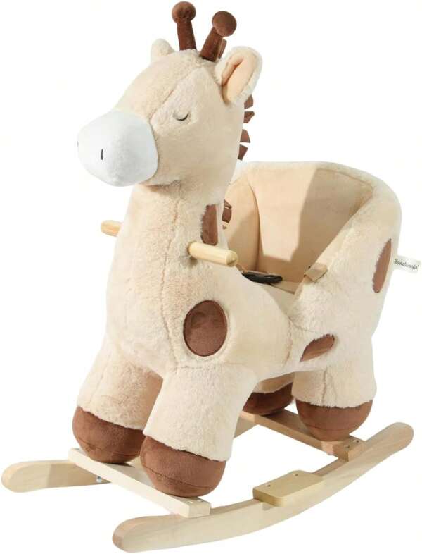 BAMBINETO Mecedora de Peluche/Montable para Bebés y Niños de 0 a 4 años (Jirafa)