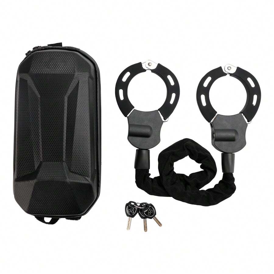 Motorcycle Bike Electric Scooter Lock With Key 60cm Chain Lock Anti Theft W/Bag - Black - View 1