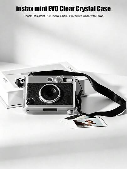 Crystal Shell For Instax Mini , PC Storage Case With Lanyard, Transparent Protective Cover With Crystal Rope